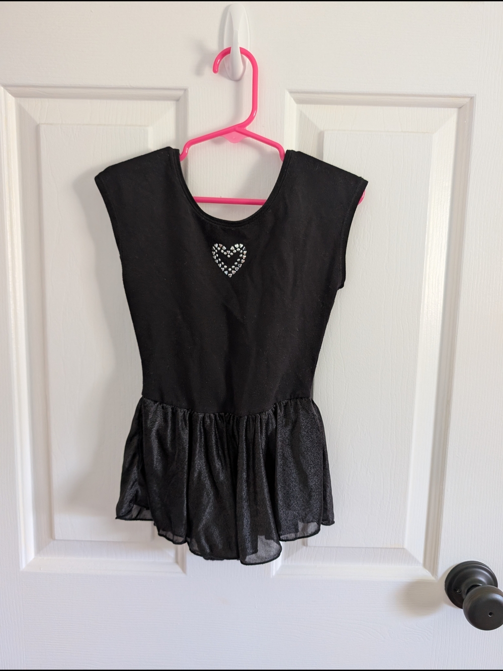 Just Imagine Girls' Dance Leotard Black with Heart Accent Small